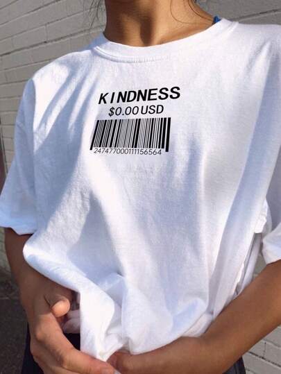Damen T-Shirt mit kreativem Barcode-Design EB