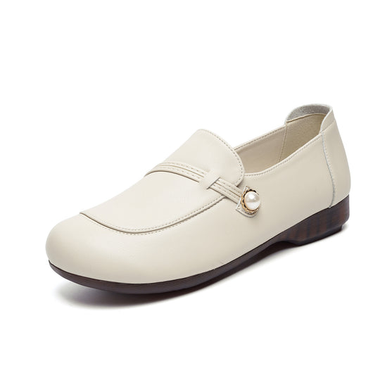 Damen Elegante Mokassins mit geschmackvollem Perlenschnalle EB