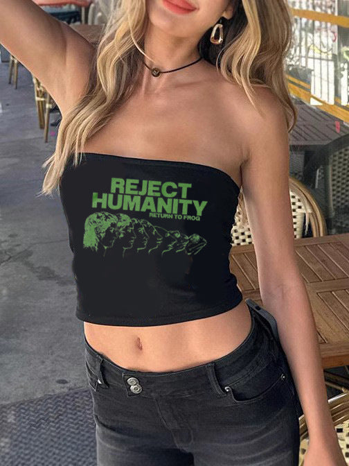 Damen Bandeau-Oberteil mit kreativem Grafikdruck EB
