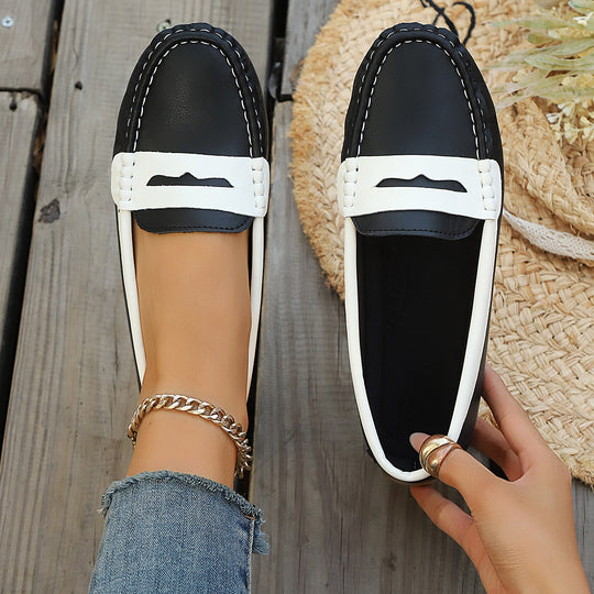 Damen  klassische Penny-Loafer aus weichem Kunstleder mit gesteppter Rahmennaht und gepolsterter Komfortinnensohle EB