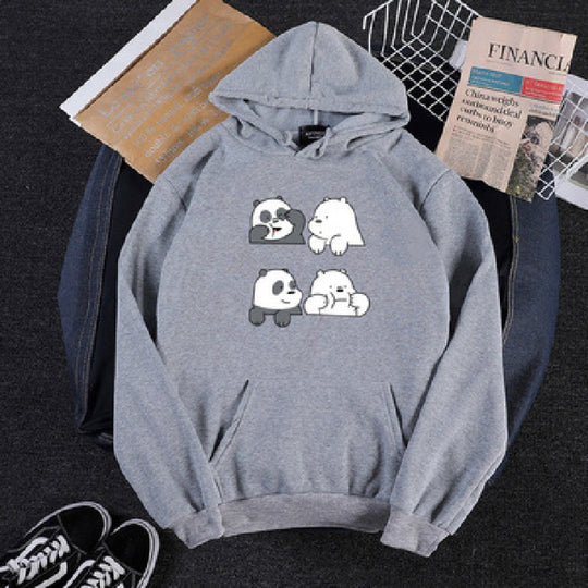Unisex nan Kapuzenpullover mit niedlichem Comic-Tierprint, Kängurutasche und weichem Fleece-Innenfutter EB