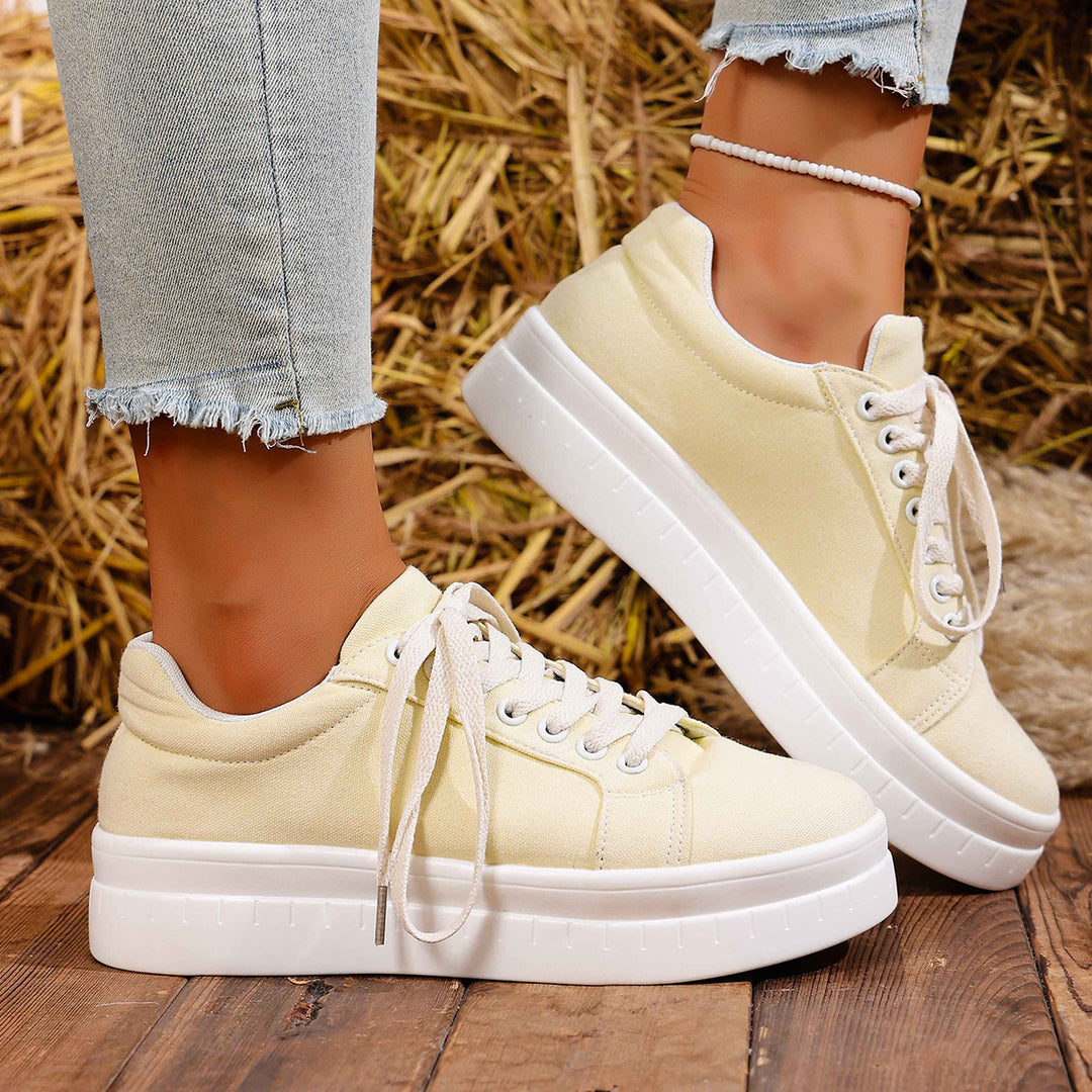 Damen modische Plateau-Sneaker mit atmungsaktivem Obermaterial EB