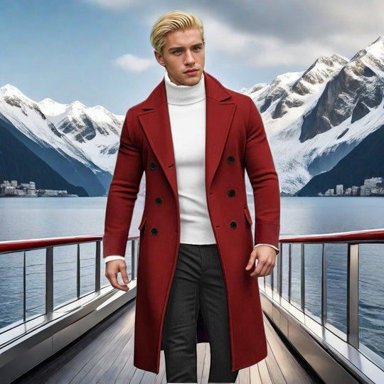 Herren eleganter doppelt-knopf Mantel mit hohem Kragen EB