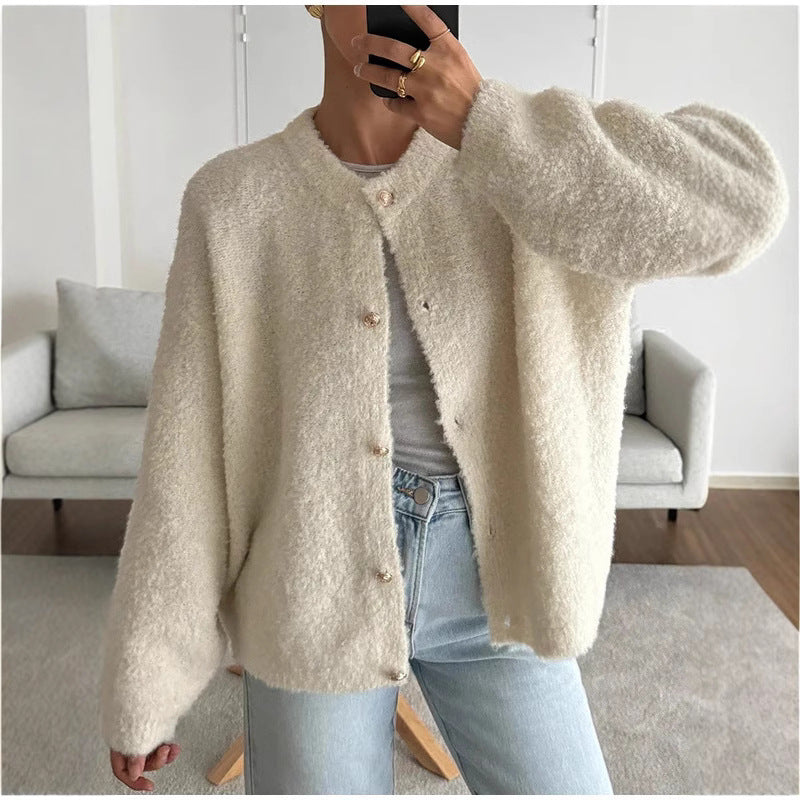Damen Fluffiger Boucle-Pullover EB