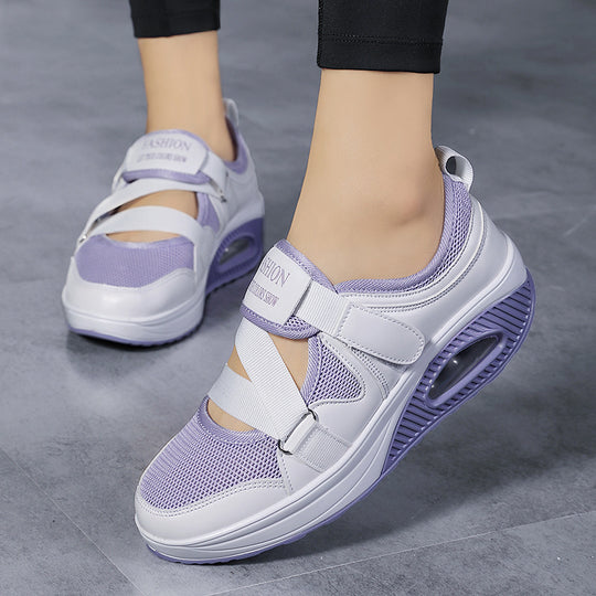 Damen Bequeme und luftige Sneakers mit verstellbarem Klettverschluss EB