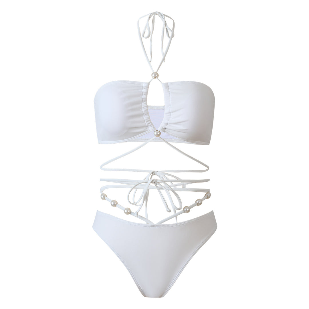 Damen Bikini-Set mit raffinierten Linien und eleganten Perlendetails EB