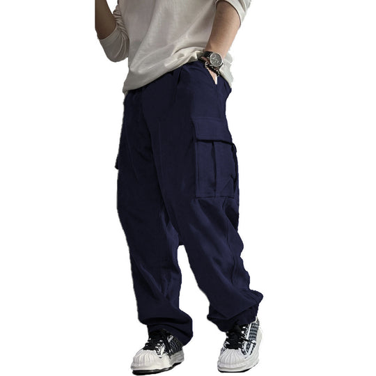 Herren Weite Cord-Cargo-Hose mit Tunnelzug, Elastikbund & Multifunktionstaschen EB