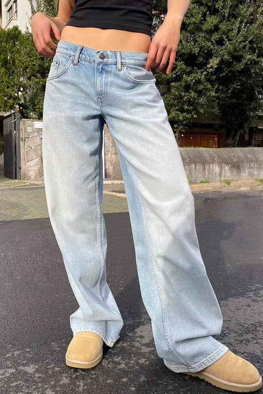 Damen Modische Weitjeans mit hohem Bund und vielseitigem Schnitt EB