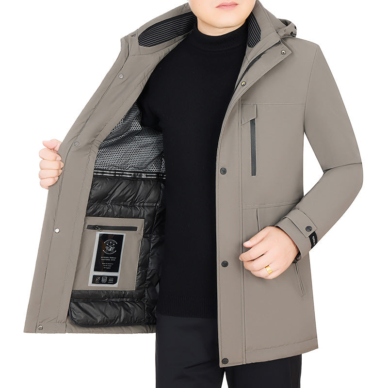 Herren Wasserabweisender Parka mit herausnehmbarer Kapuze und integrierter Smartphone-Innentasche EB