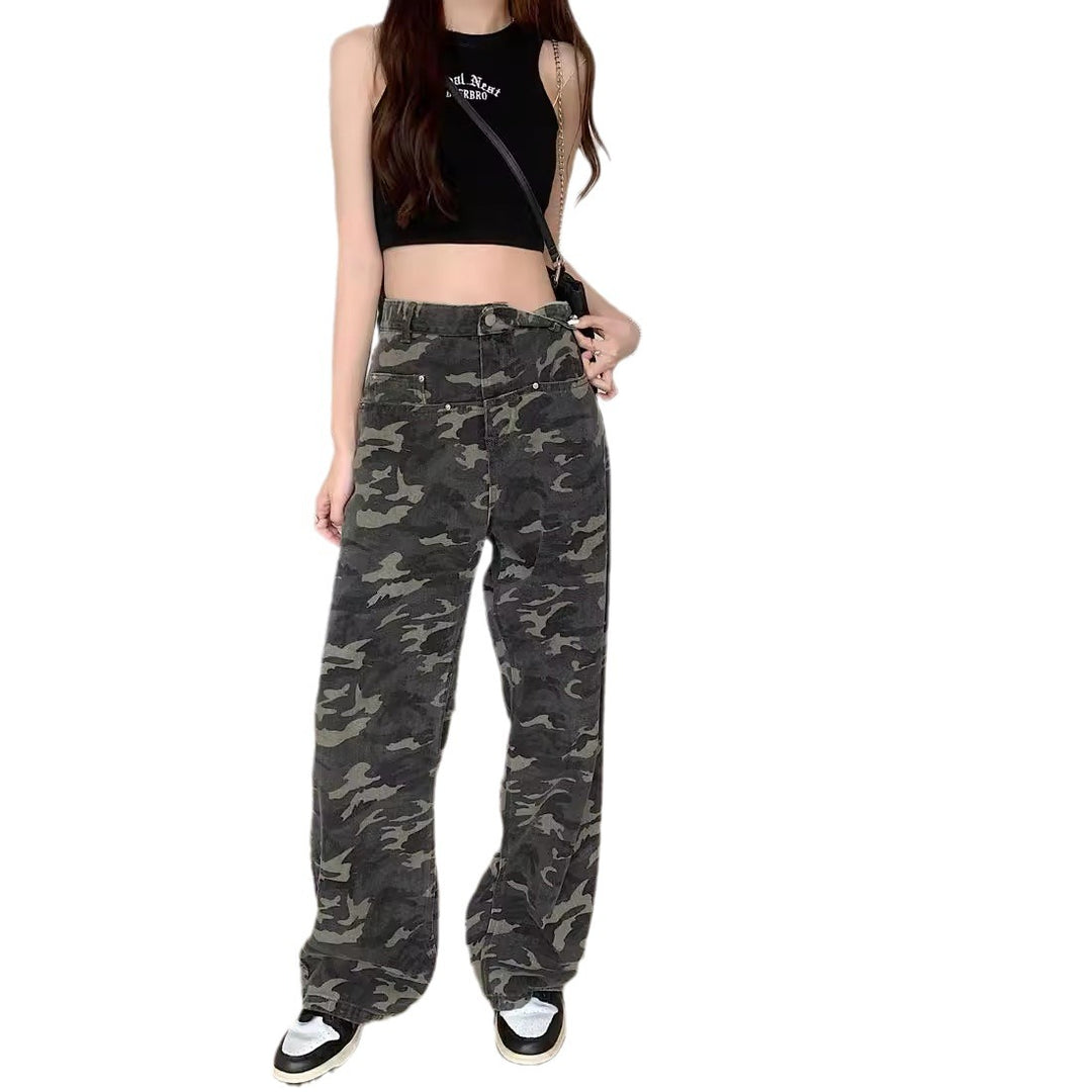 Damen Cargohose mit weitem Bein und modernem Camouflage-Muster EB
