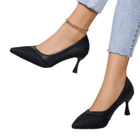 Damen nan spitze Pumps mit strukturierter Vorderkappe, geschwungener Pfennigabsatz und gepolstertem Komfortfußbett EB