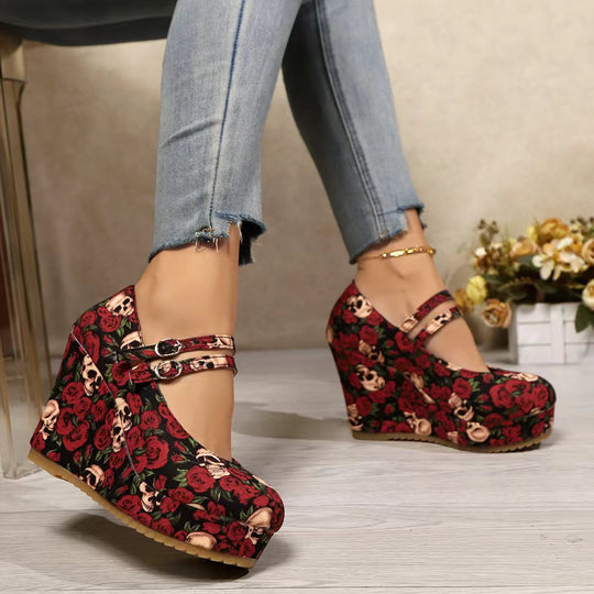 Damen Wedge-Pumps mit eleganter Riemchen-Applikation EB