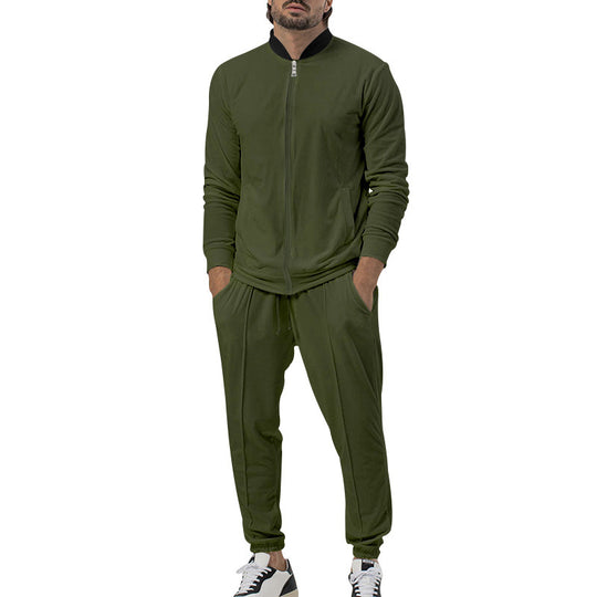 Herren sportliches Freizeit-Set mit durchgehendem Reißverschluss und elastischen Bündchen EB