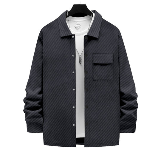 Herren modische Overshirt-Jacke mit strukturierter Oberfläche und praktischer Brusttasche EB