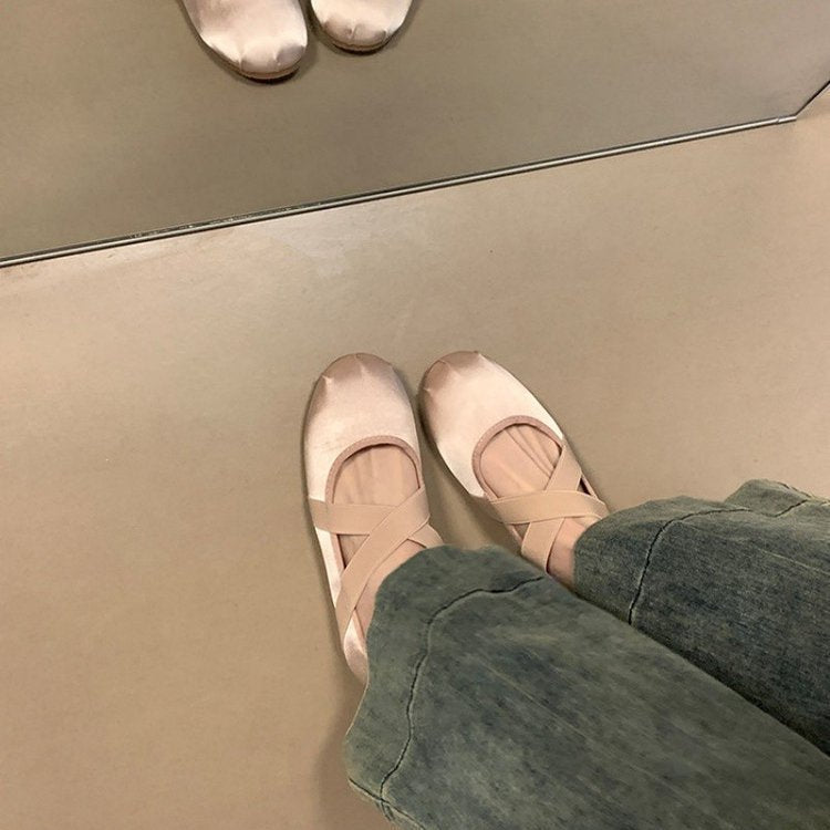 Damen Ballerinas mit dekorativem Riemen und komfortablem Fußbett EB