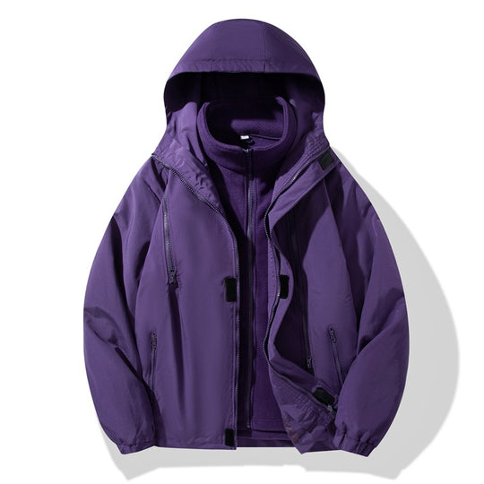 Herren zweiteiliger Regen- und Thermojacke mit abnehmbarer Fleece-Innenjacke und winddichter Membran EB