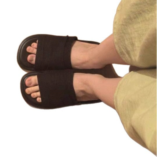 Damen Komfortable Zehentrenner-Sandalen mit breitem Riemendesign und ergonomischem Fußbett EB