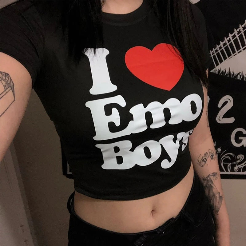 Damen Crop-T-Shirt mit kreativem Skelettdesign und inspirierendem Schriftzug EB