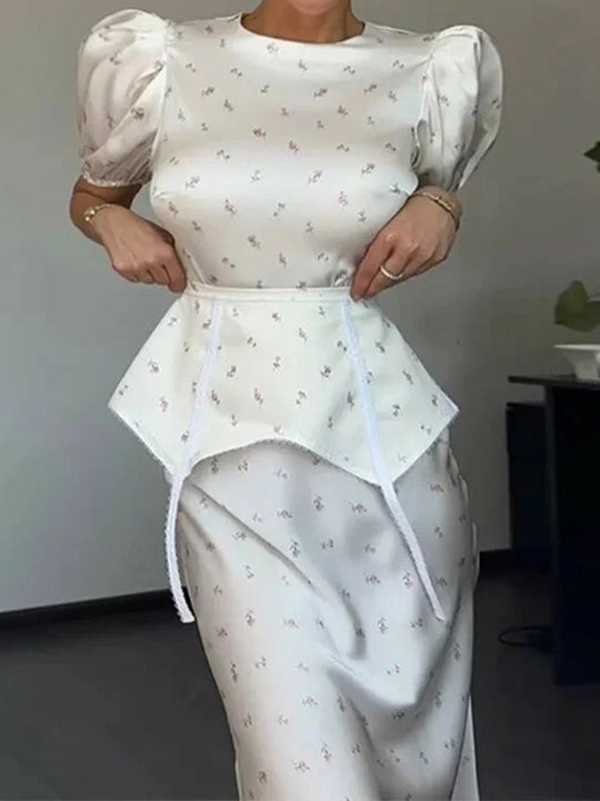 Damen Elegantes Oberteil mit Puffärmeln und verspieltem Taillierungsdetail EB