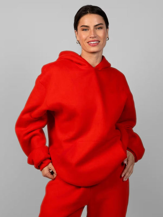 Damen lässiger Kapuzenpullover mit weitem Schnitt und Kängurutasche EB