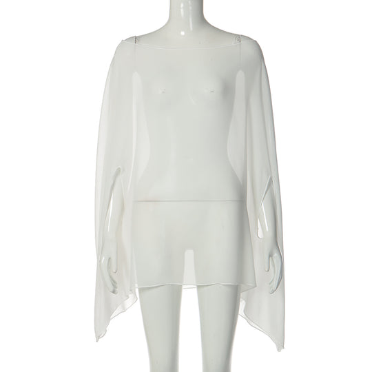 Damen Chiffon Überwurf mit eleganten Ärmelausschnitten EB