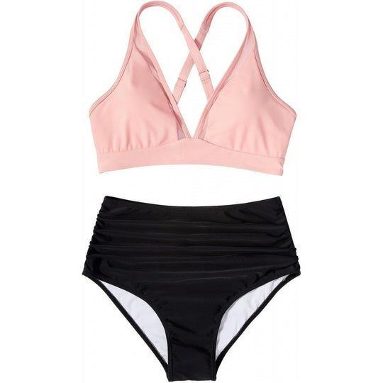 Damen Bikini-Set mit modischem Animalprint und Bicolor-Design EB