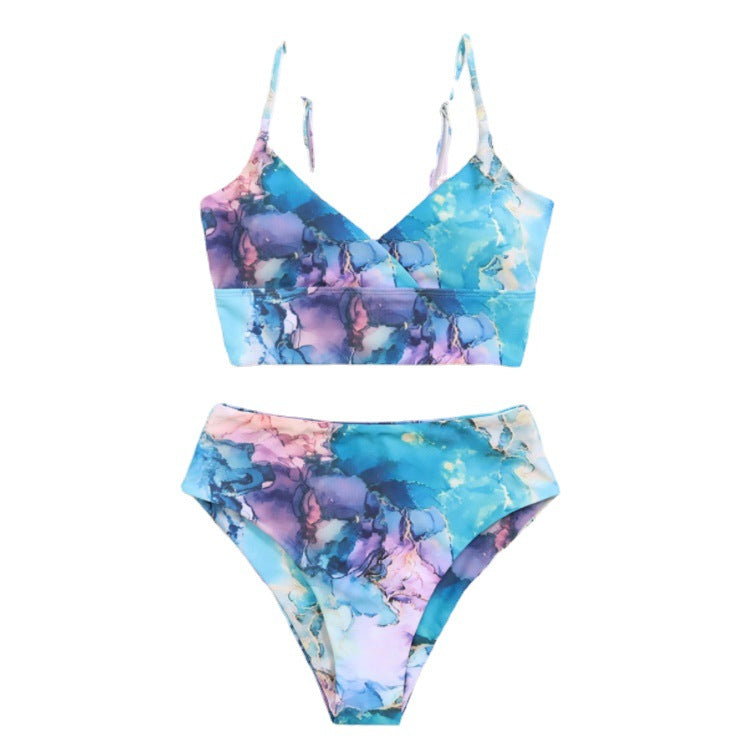 Damen Bikini-Set mit gekreuztem Oberteil und floralen Details EB