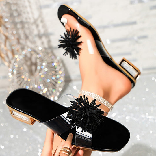Damen modische Sandalen mit glitzerndem Verzierung EB