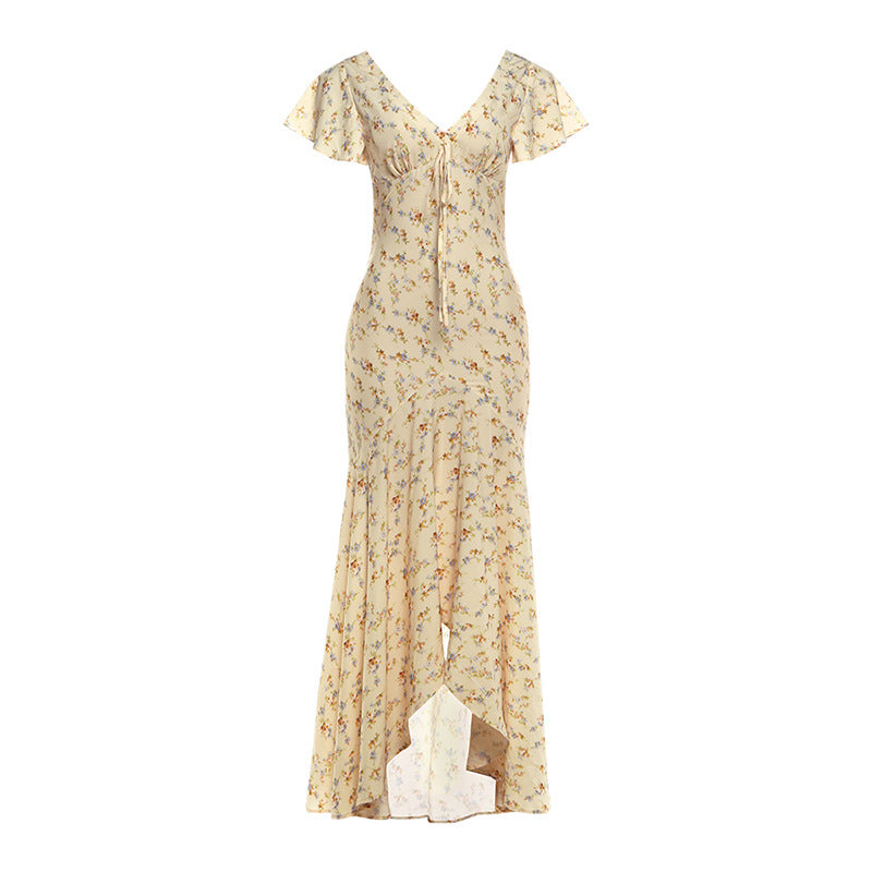 Damen Maxikleid mit floralem Design und raffinierten Cut-Outs EB