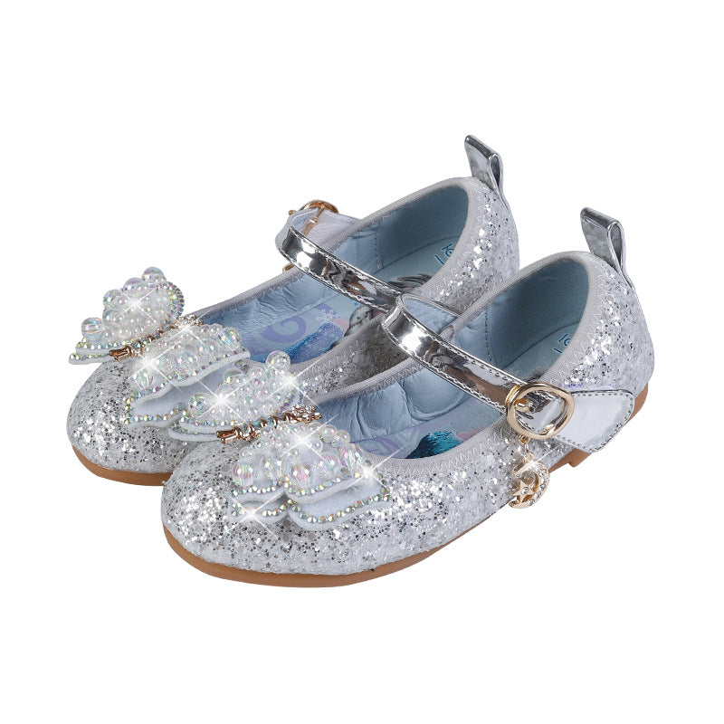 Mädchen Glitzernde Ballerinas mit Schleifenapplikationen EB