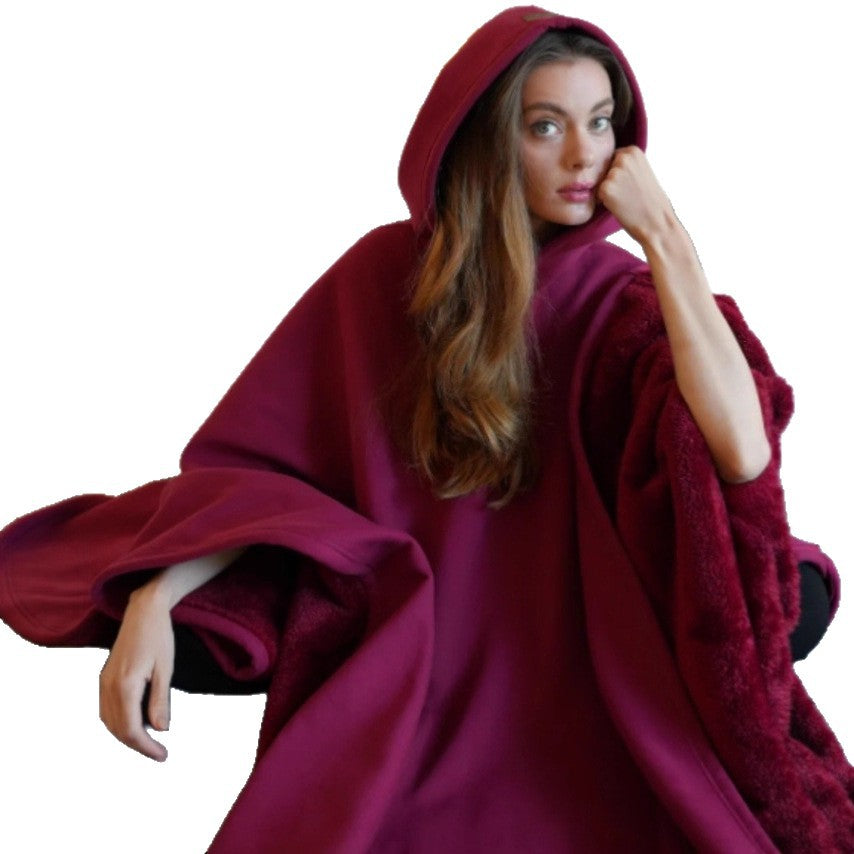 Unisex nan Kapuzen-Poncho Kuscheldecke mit weichem Futter und großzügigem Oversize-Schnitt EB