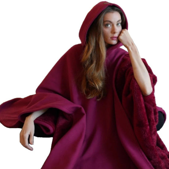 Unisex nan Kapuzen-Poncho Kuscheldecke mit weichem Futter und großzügigem Oversize-Schnitt EB
