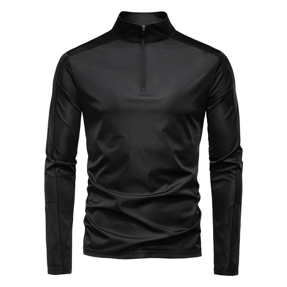 Herren nan Funktions-Langarmshirt mit Stehkragen und halbem Reißverschluss EB