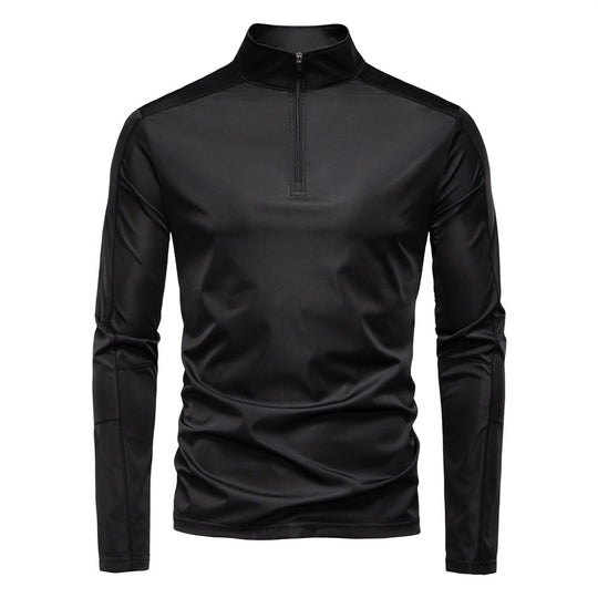 Herren nan Funktions-Langarmshirt mit Stehkragen und halbem Reißverschluss EB