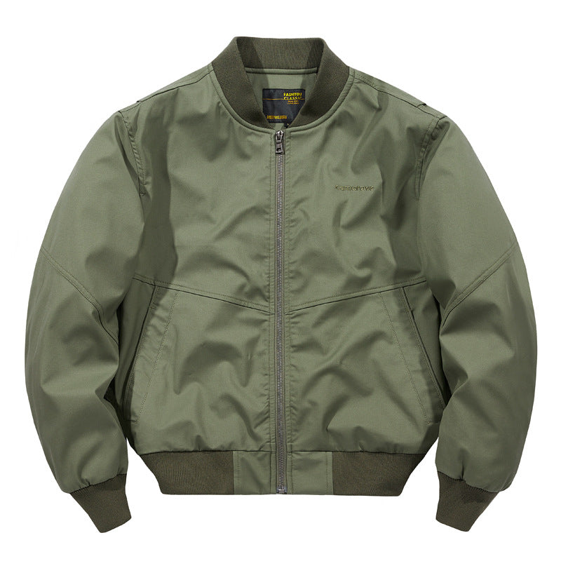 Men's  water-resistant commuter bomber jacket with metal front zip ribbed trims and angled welt pockets EB