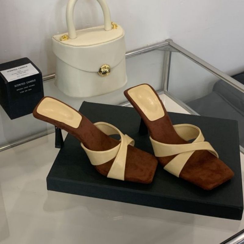Damen Mules mit modischen Riemen und elegantem Blockabsatz EB