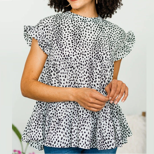Damen Luftiges Oberteil mit Volantdetails EB