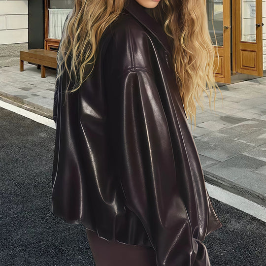 Damen Oversized Kunstlederjacke EB
