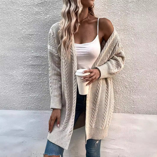Damen Grobstrick Cardigan mit weitem Schnitt und strukturierter Optik EB