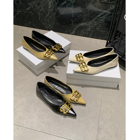 Damen elegante Ballerinas mit luxuriösem Metallakzent EB