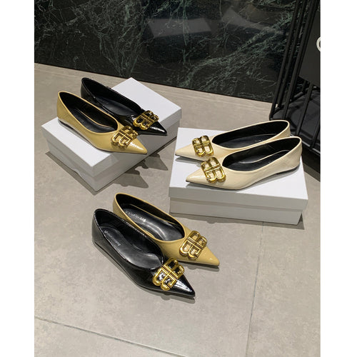Damen elegante Ballerinas mit luxuriösem Metallakzent EB