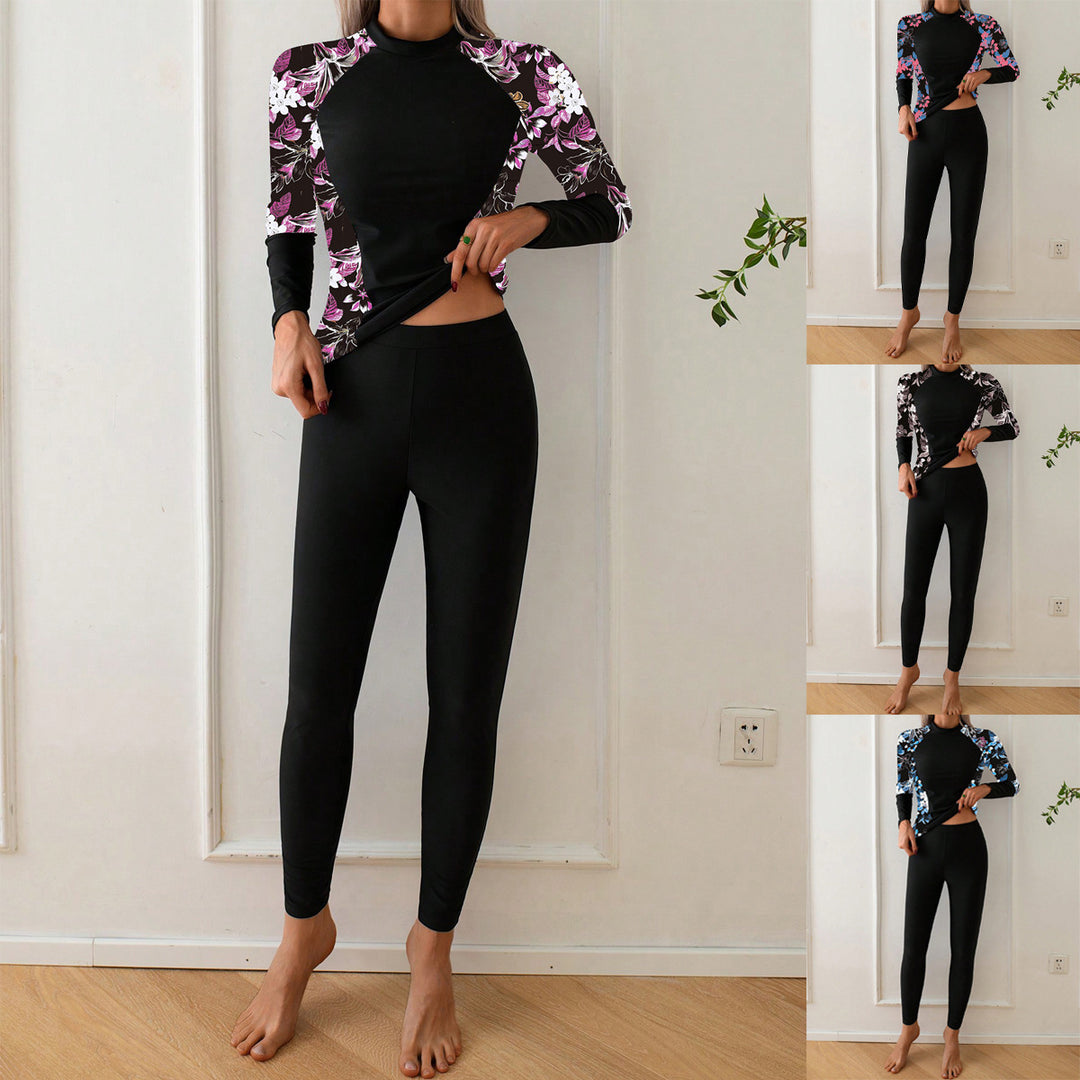 Damen Langarm Rashguard mit floralem Design EB