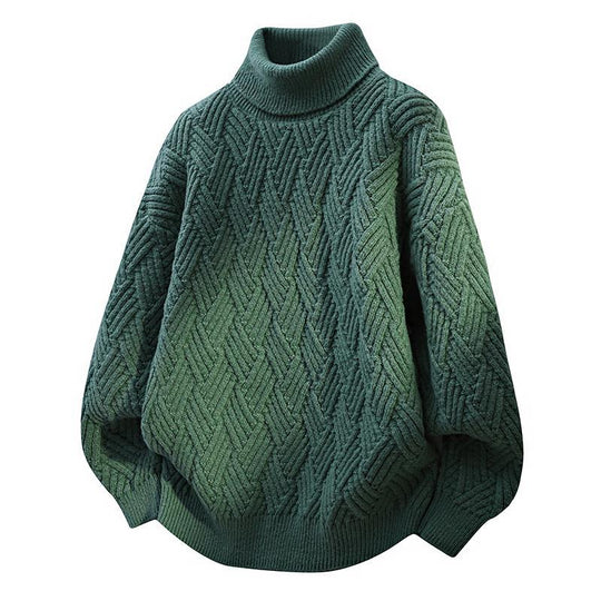 Damen Oversized Rollkragenpullover mit strukturiertem Zopfmuster EB