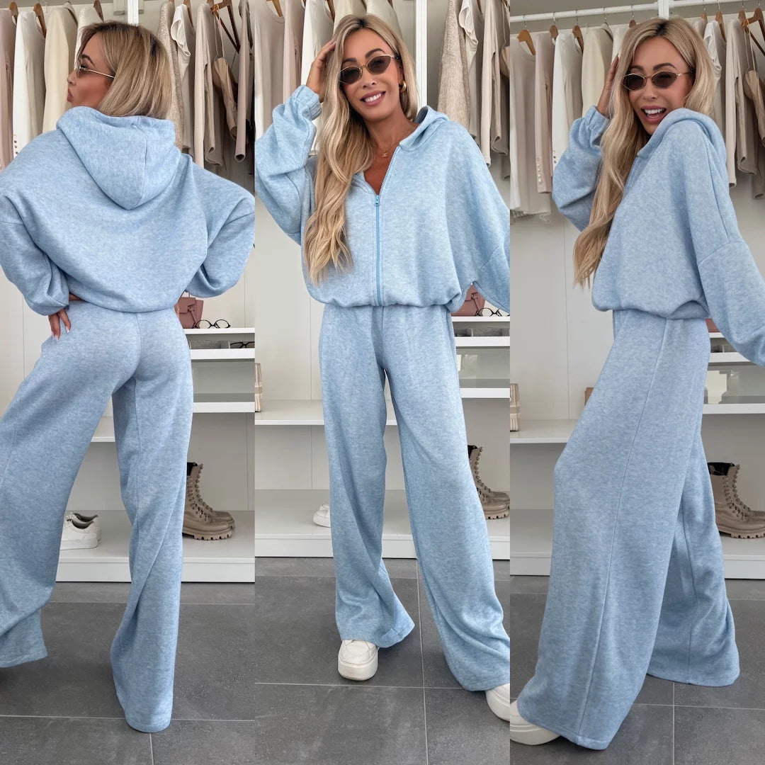 Damen eleganter Fleece-Jumpsuit mit hohem Kragen und durchgehendem Reißverschluss EB