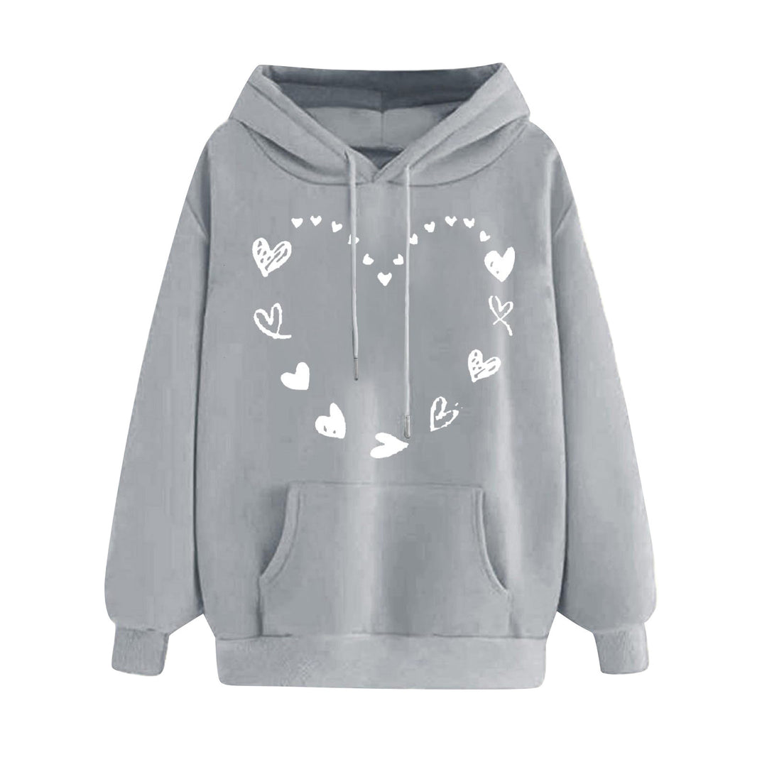 Damen Kapuzensweater mit verspieltem Herzmotiv und bequemer Kängurutasche EB