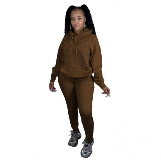 Damen Zweiteiliges Freizeitset mit Oversize Kapuzenpullover und Leggings mit hohem Bund, schmaler Passform EB