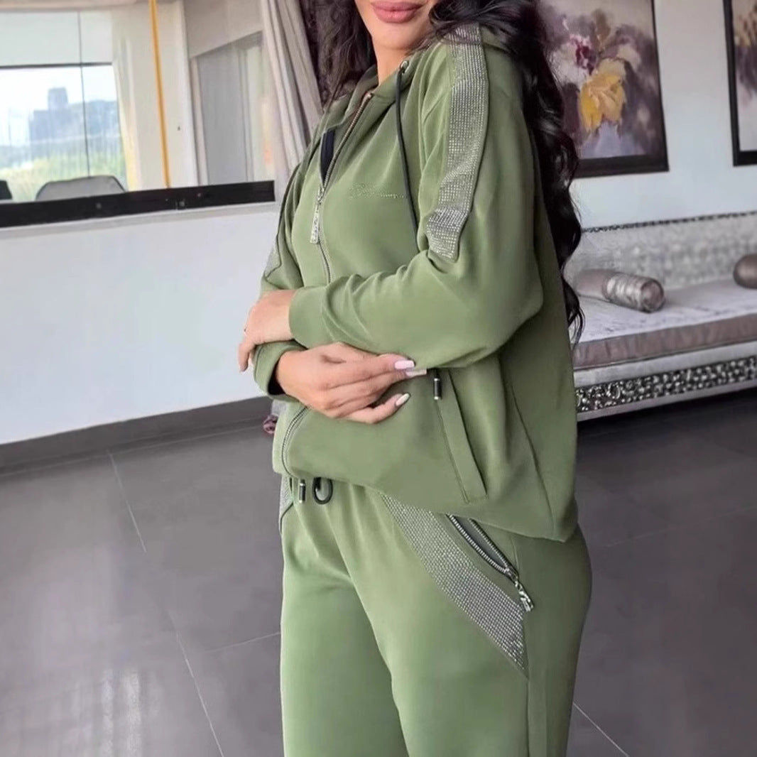 Damen Modischer Zip-Hoodie mit weitem Schnitt und eleganten Details EB