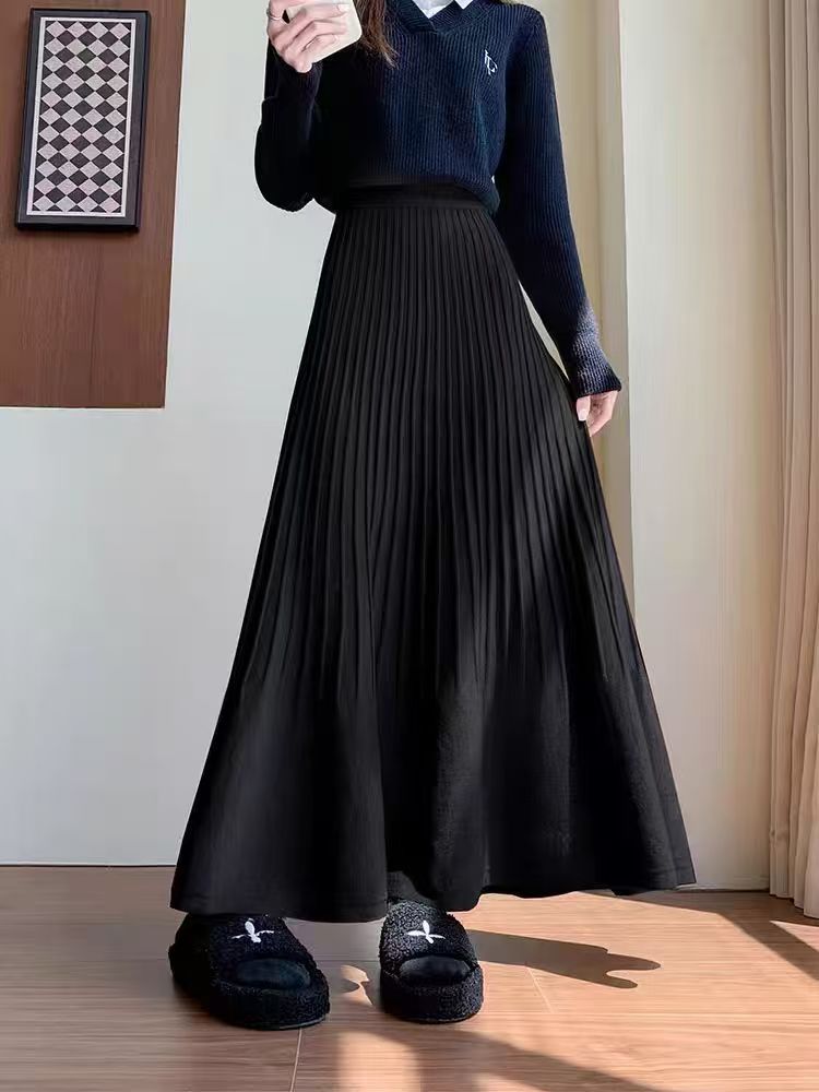 Damen eleganter Faltenrock mit hohem Bund EB