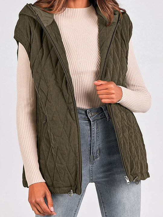 Damen Weste mit Kapuze und gestepptem Design EB