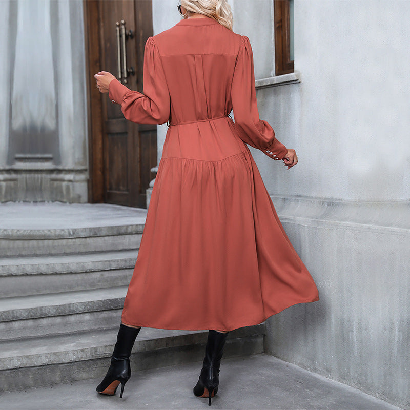Damen Midikleid mit elegantem Gürtel und praktischen Knopfdetails EB